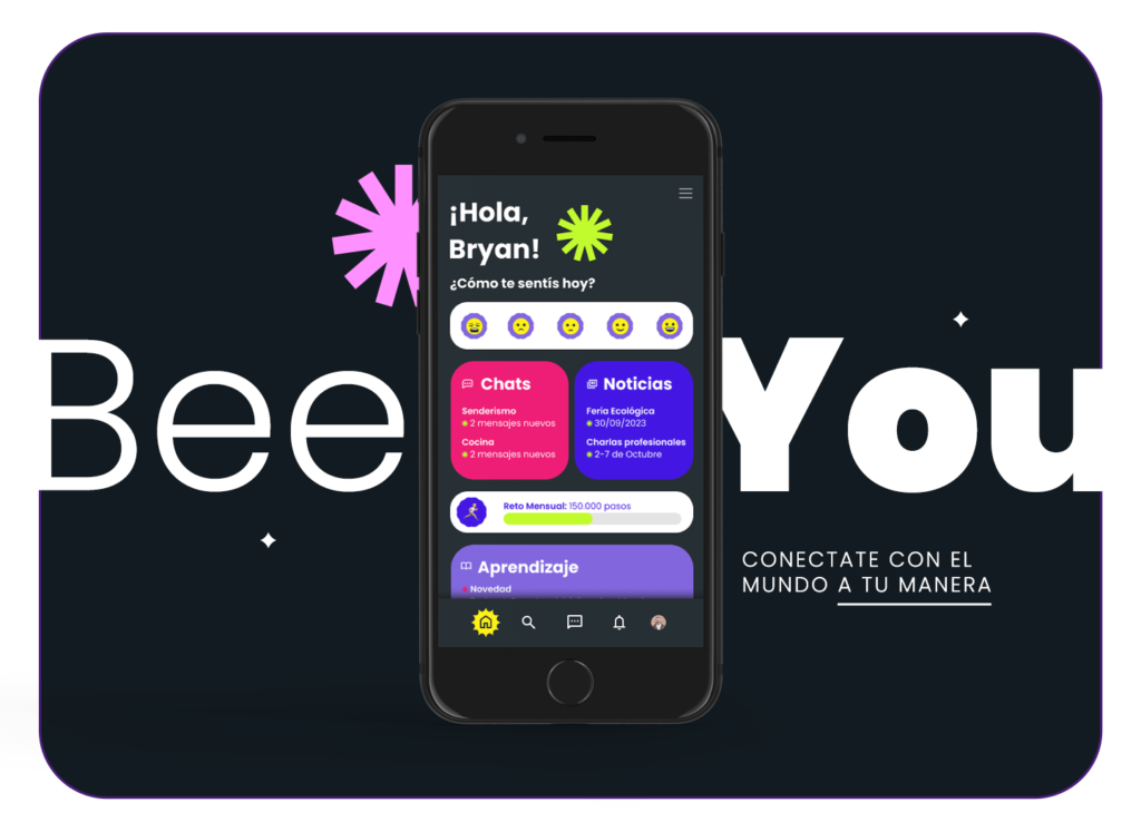 Portada Bee You cover con diseño de aplicación