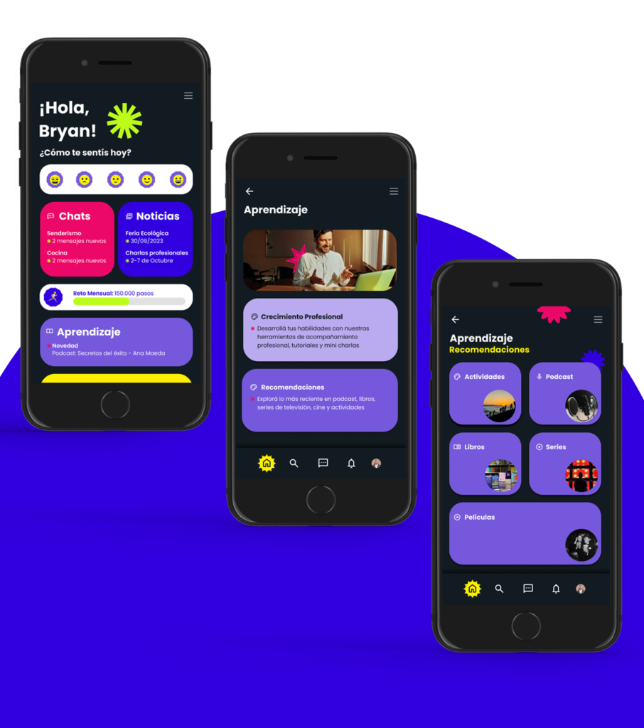 Ejemplificación de diseño de aplicación Diseño de home Page de la aplicación BeeYou