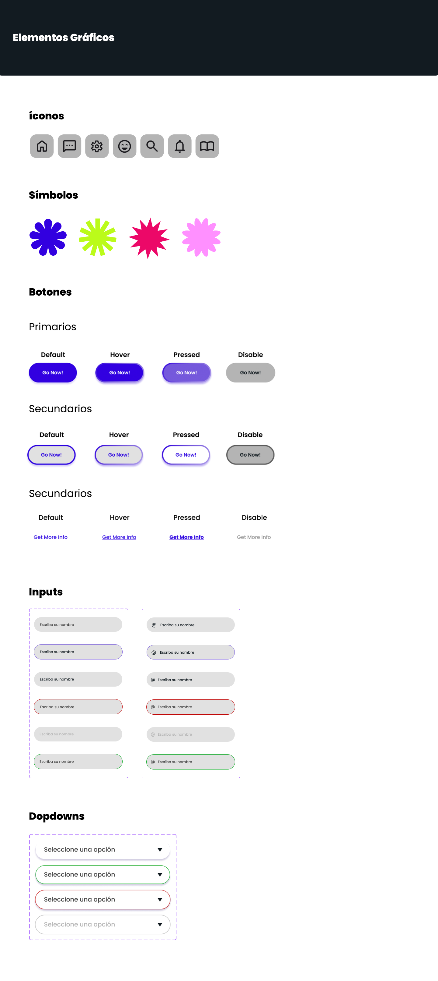 Elementos gráficos de la aplicación Elementos gráficos de design system BeeYou
