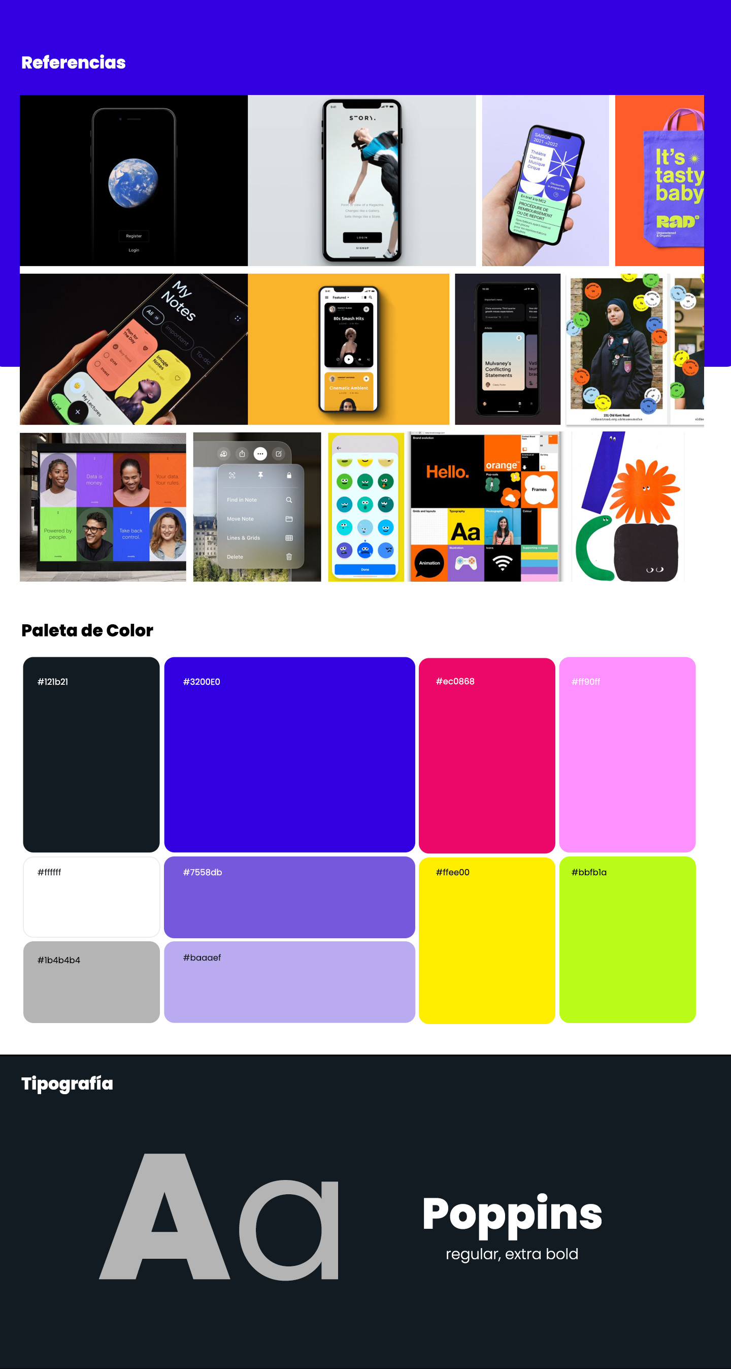 Design System ejemplificación Mood board y design system Bee You