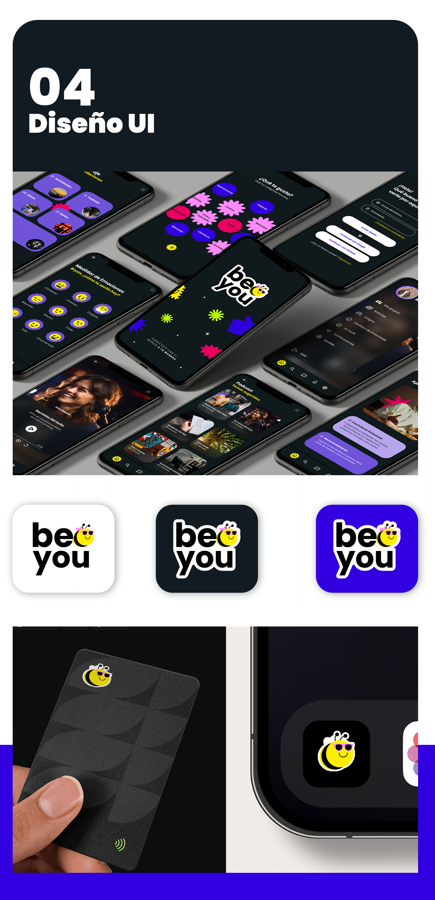 Ejemplificación diseño UI Grafica de diseño UI para BeeYou